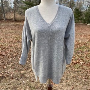 NORDSTROM SWEATER V-NECK GRAY CASHMERE Size M MEDIUM